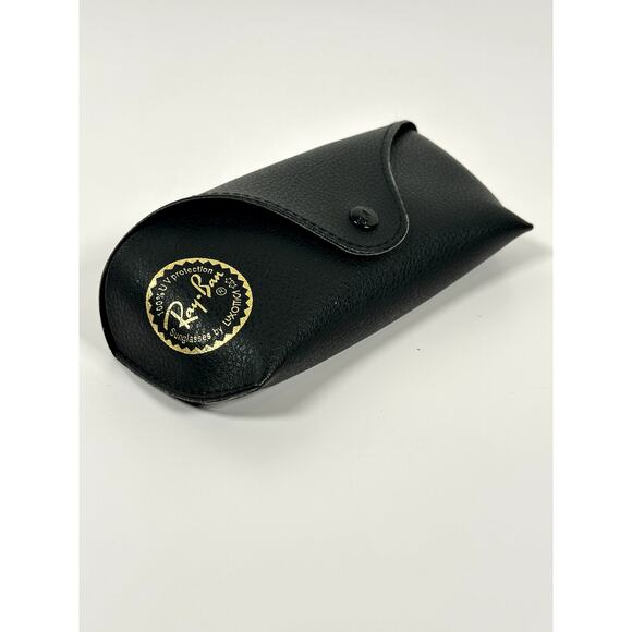 Ray-Ban Sunglasses Case Black Leather Button Closure Hard Shell Unisex - Picture 1 of 5
